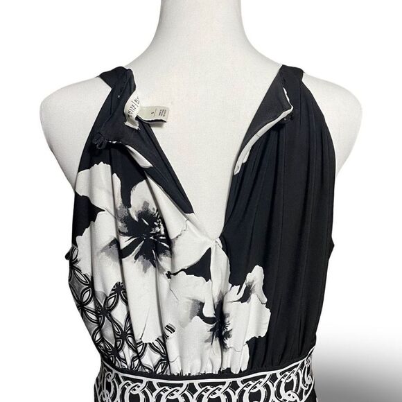 WHITE HOUSE BLACK MARKET Floral Goddess Vibes Maxi Dress BLK & WHT, Size S - Picture 9 of 9